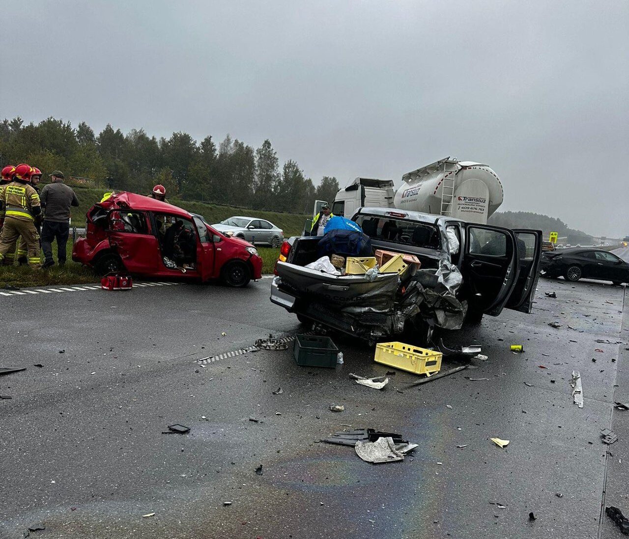 Karambol na A1 pod Częstochową. Cztery osoby trafiły do szpitala