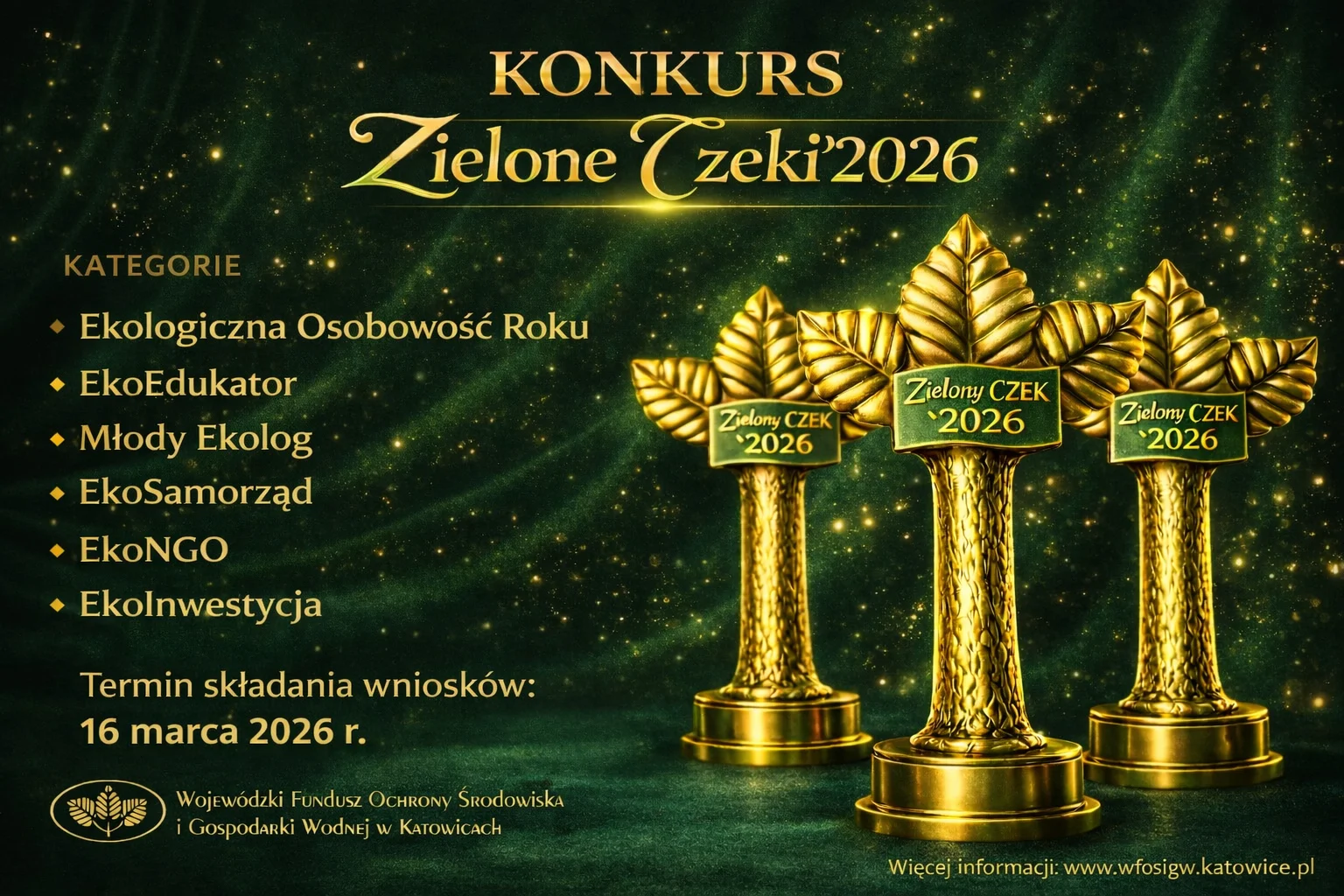 Zielone Czeki 2026. WFOŚiGW w Katowicach czeka na zgłoszenia kandydatów