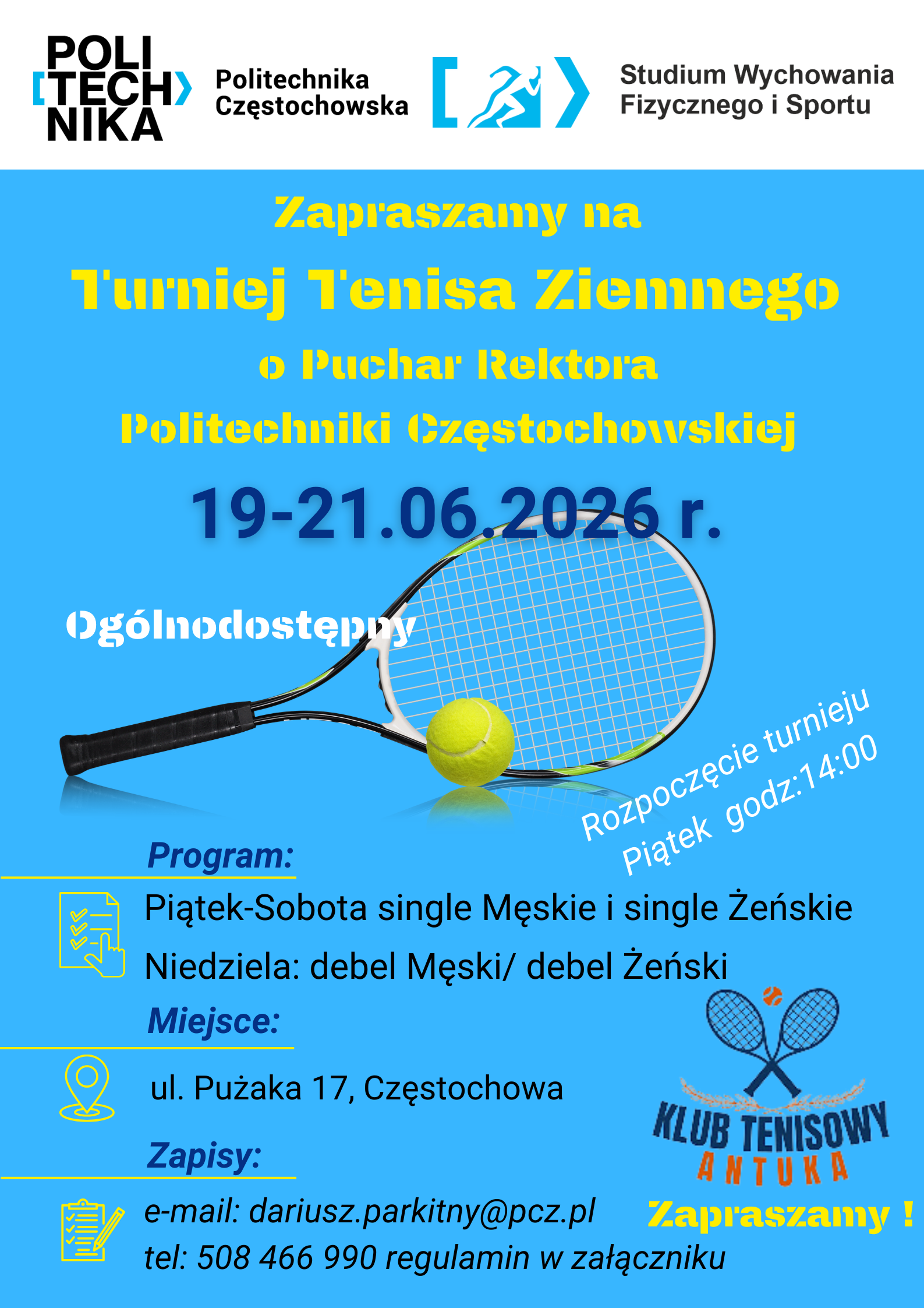 Puchar Rektora Politechniki Częstochowskiej wraca na korty