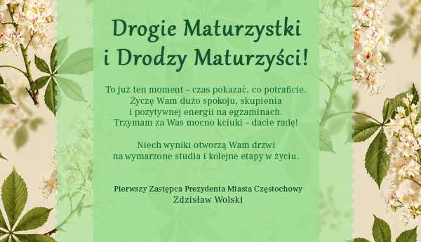 Maturalne życzenia z częstochowskiego magistratu