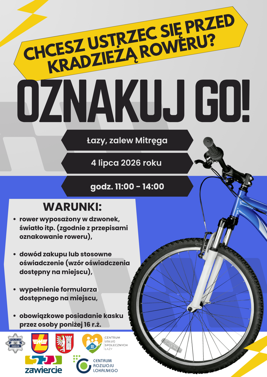 Znakowanie rowerów w Łazach – akcja przeciw kradzieżom